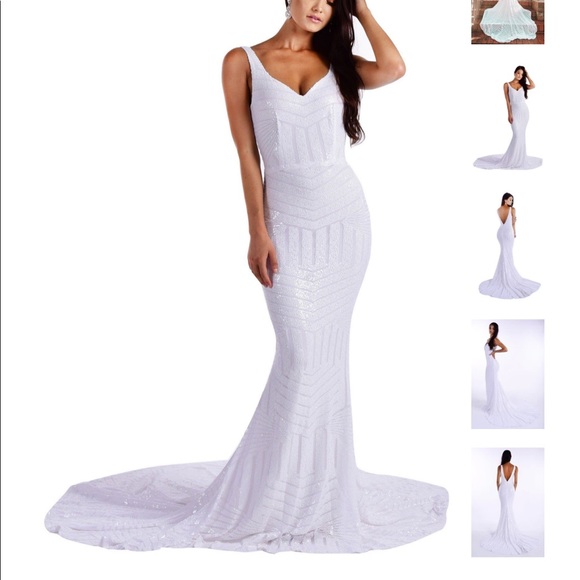 Brand New!!! Geometric Sequin Gown - Picture 5 of 9